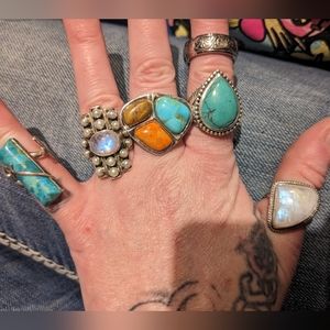 Antique 925 silver and turquoise rings